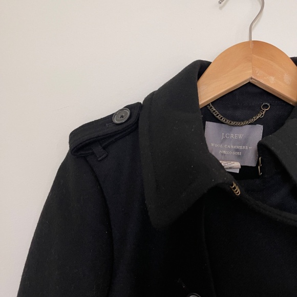 J.Crew classic icon trench coat in wool cashmere. Size: 4. Color: Black - Picture 4 of 7